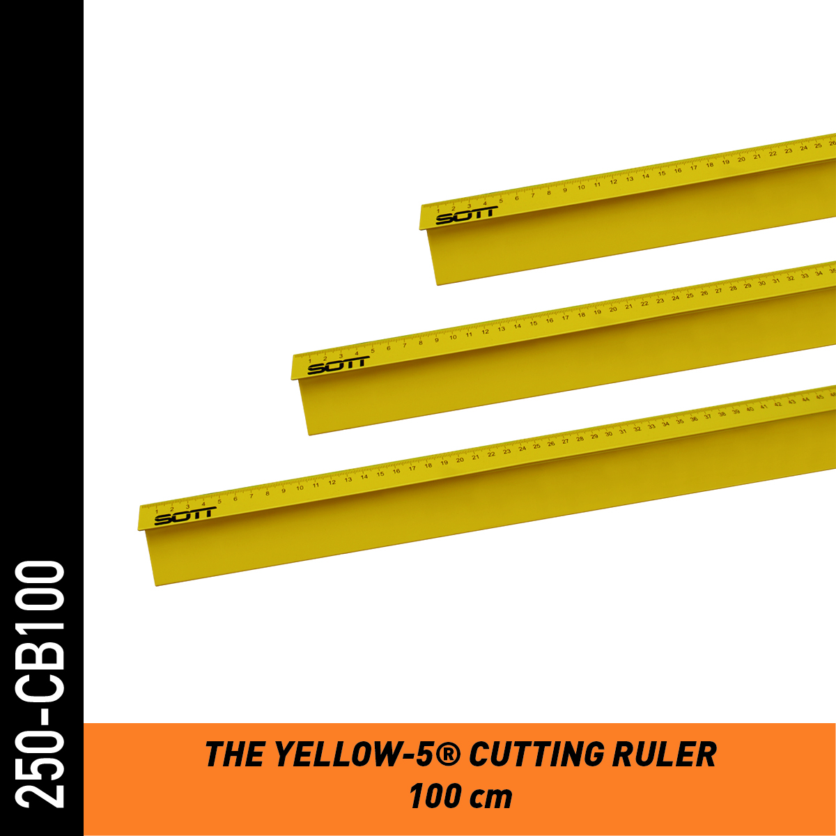 SOTT Yellow-5 Anti-Rutsch Schneidelineal - 150cm
